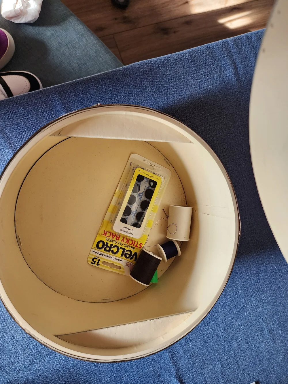 Vintage Round Floral Sewing Storage Box